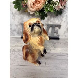 Vintage Pekingese Dog Figurine Ornament Hanging 5.5" Made in JAPAN Excellent